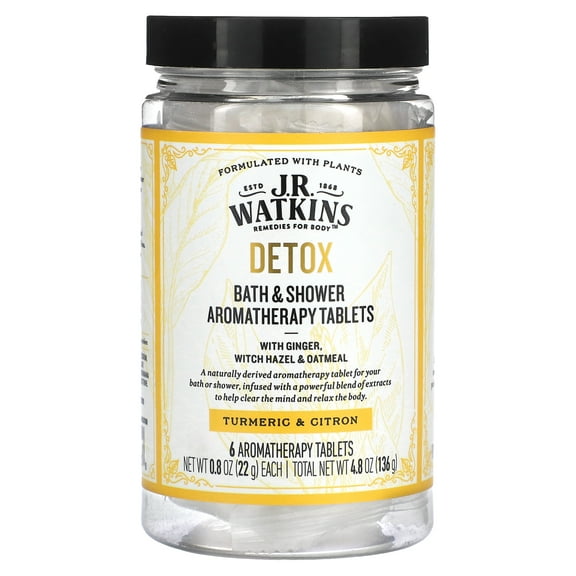 J.R. Watkins Detox Bath & Shower Aromatherapy Tablets, Turmeric & Citron Shower Steamers 5.6 oz