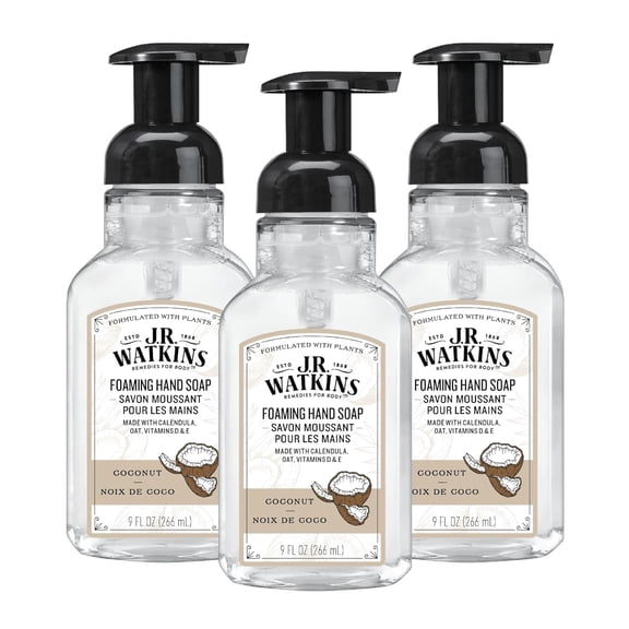 J.R. Watkins Moisturizing Gel Hand Soap Dispenser, Coconut, 9 fl oz (3 Pack)