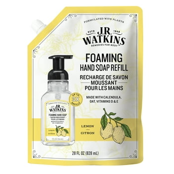 J.R. Watkins Foaming Hand Soap, Lemon Refill, Citrus Scent, 28 fl oz
