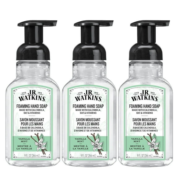 J.R. Watkins Foaming Hand Soap, Vanilla Mint, 3 pack, 9 fl oz