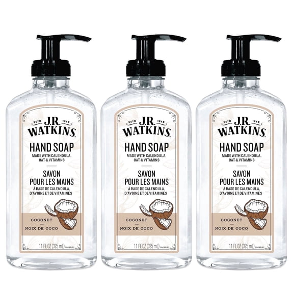 J.R. Watkins Gel Hand Soap, Coconut, 11oz (3 Pack)