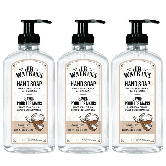 J.R. Watkins Gel Hand Soap, Coconut, 3 pack, 11 fl oz