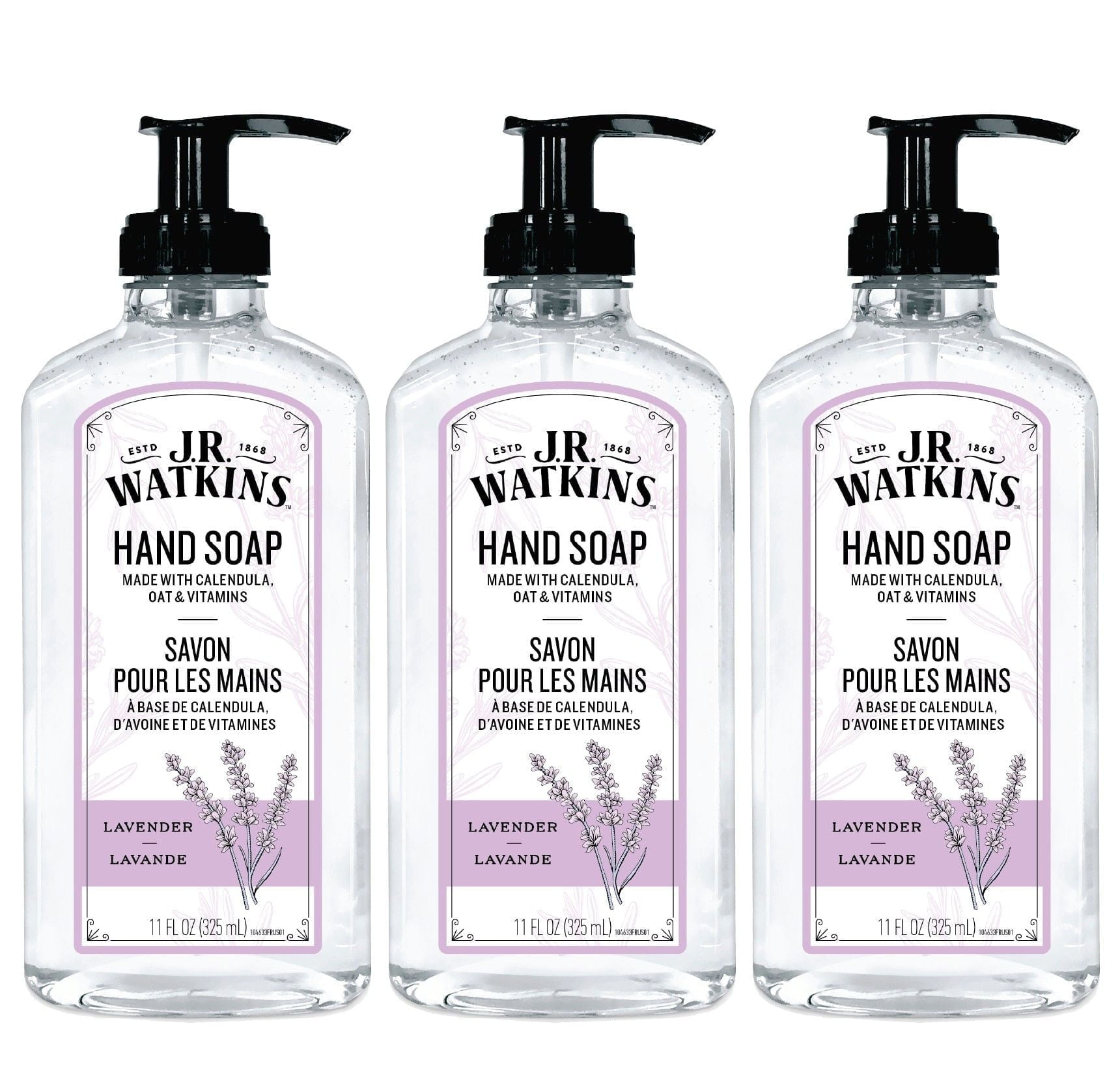 J.R. Watkins Gel Hand Soap, Lavender, 3 pack, 11 fl oz