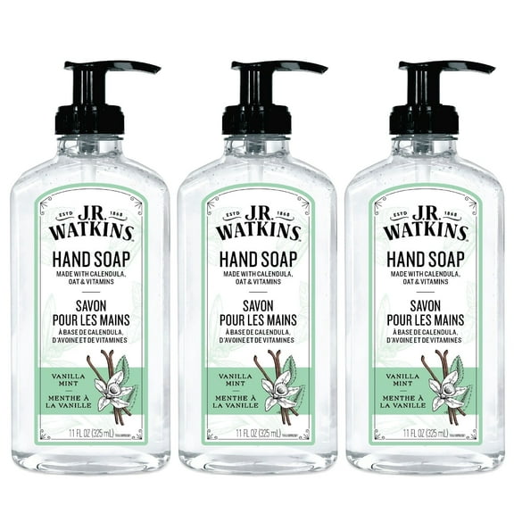 J.R. Watkins Gel Hand Soap, Vanilla Mint, 3 pack, 11 fl oz