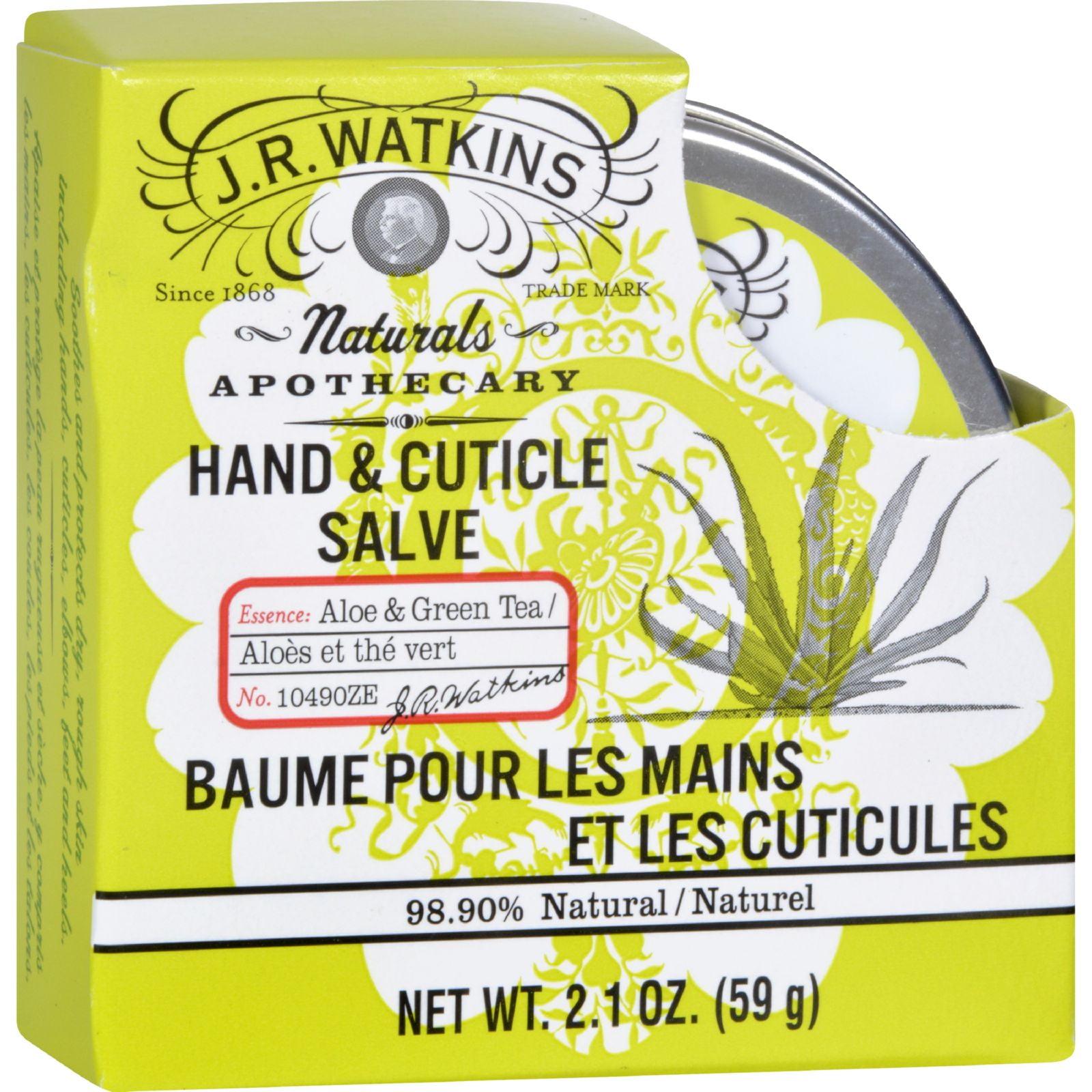 J.R. Watkins Hand and Cuticle Salve Aloe and Green Tea 2.1 oz