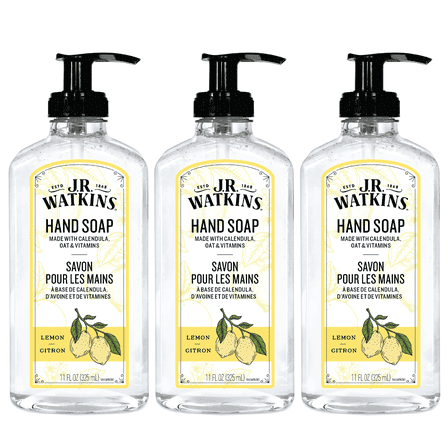J.R. Watkins Gel Hand Soap, Lemon, Citrus Scent, 11 fl oz, 3 Pack