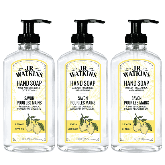 J.R. Watkins Gel Hand Soap, Lemon, Citrus Scent, 11 fl oz, 3 Pack