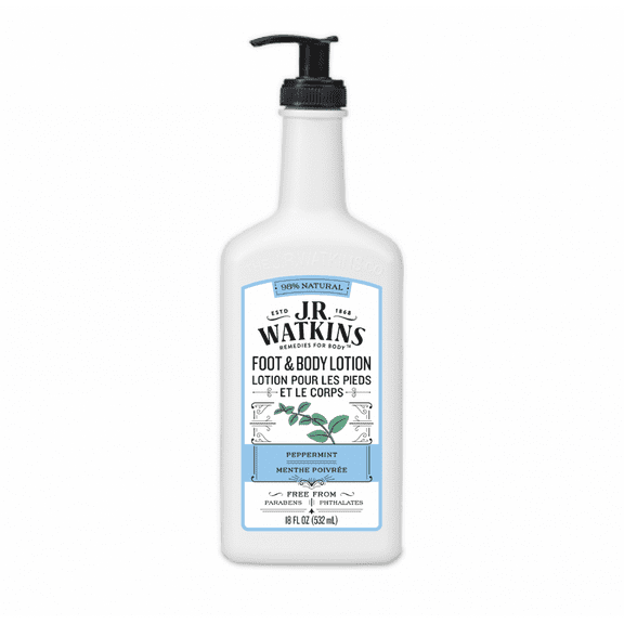 J.R. Watkins Natural Daily Moisturizing Hand and Body Lotion, Peppermint, 18 oz