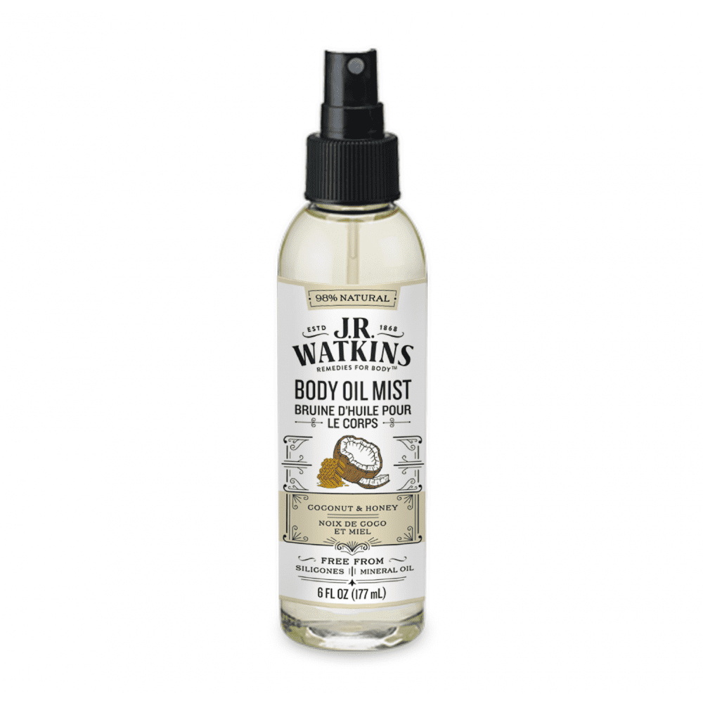 J.R. Watkins Natural Hydrating Body Oil Mist, Coconut Milk & Honey, 6 oz