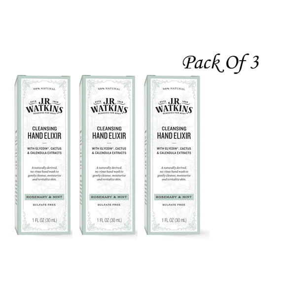 J.R. Watkins Rosemary & Mint Cleansing Hand Elixir - 1 oz (Pack Of 3)