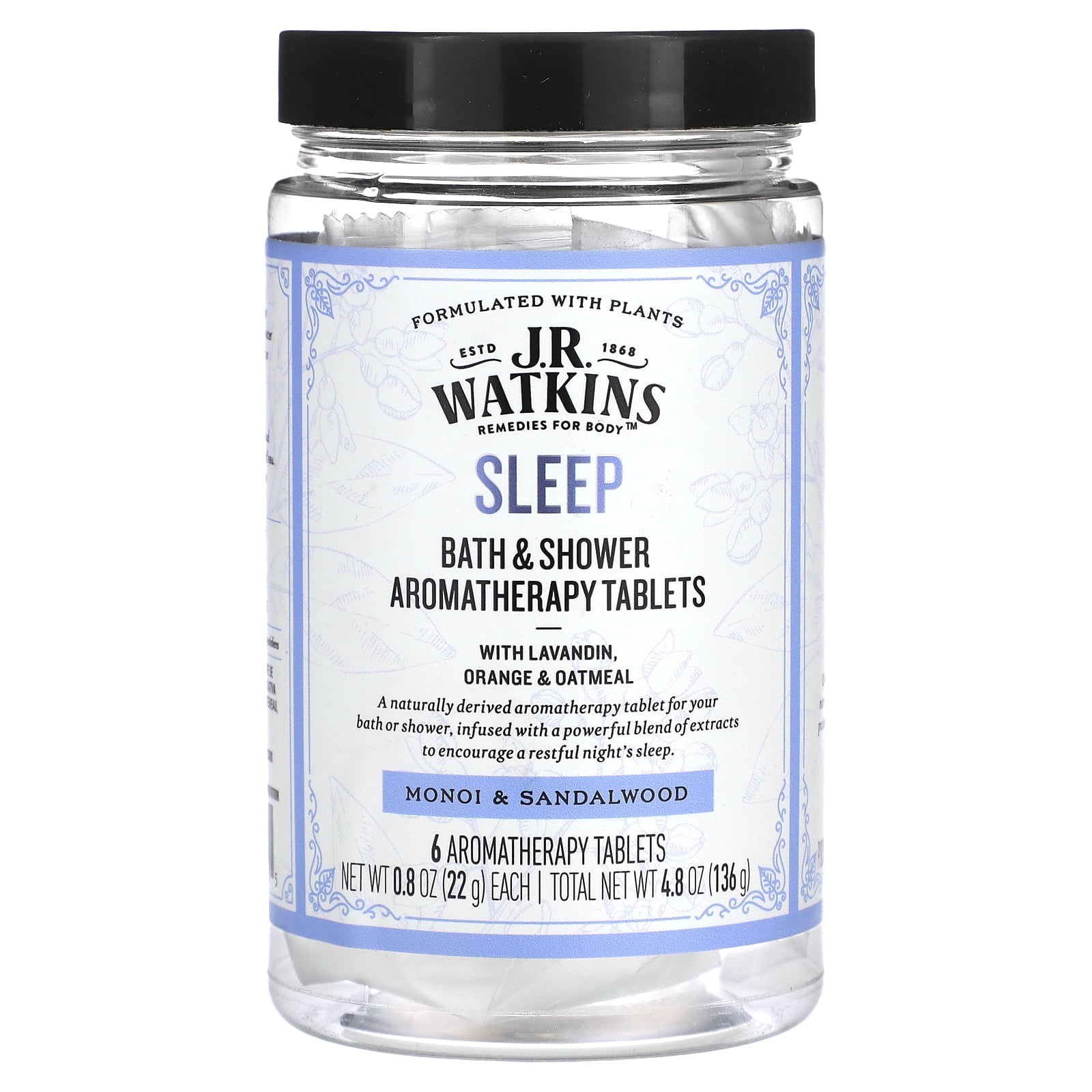 J.R. Watkins Sleep Bath & Shower Aromatherapy Tablets, Monoi