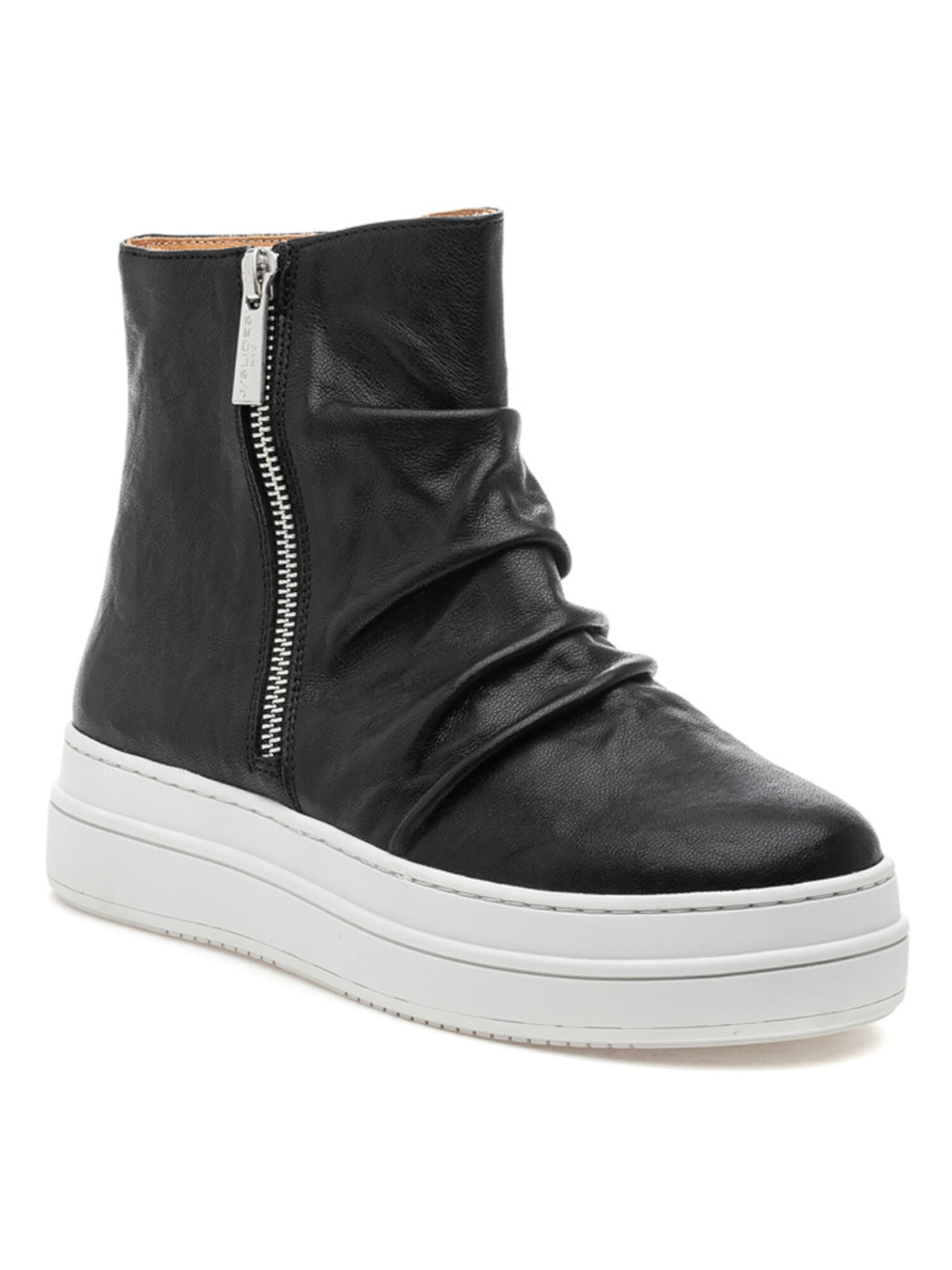 J SLIDES Womens Black Arch Support Ruched Removable Insole Zipper ...
