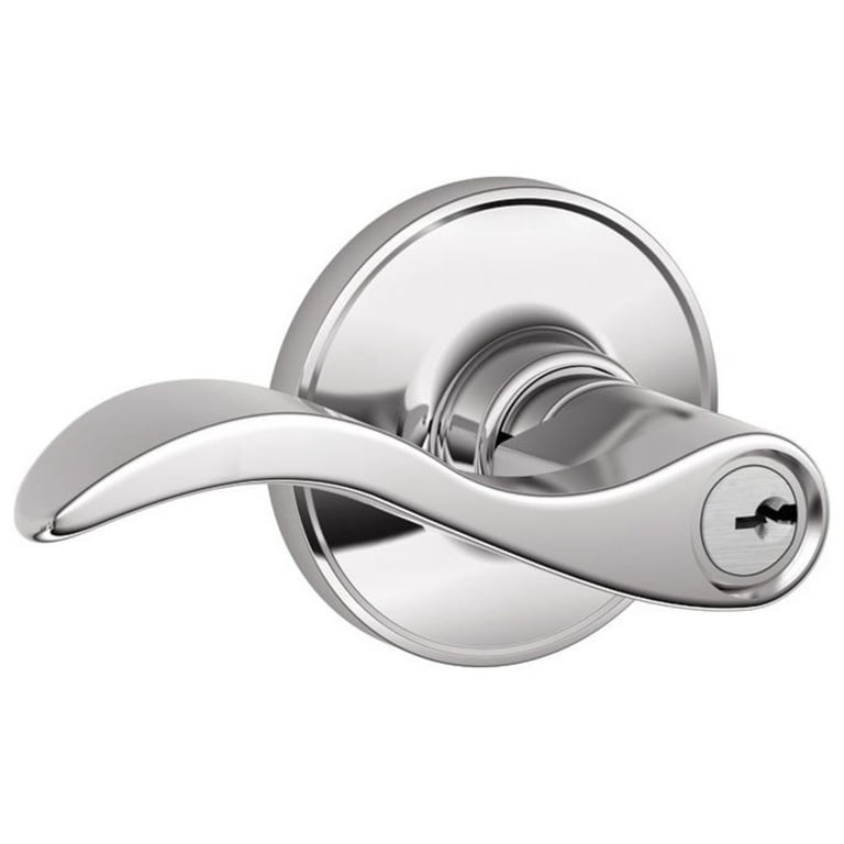 Schlage Seville Lever Keyed Entry LOCK; Bright Chrome