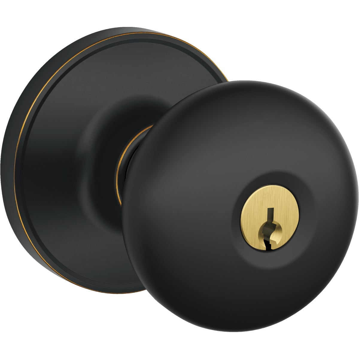 J-Series by Schlage Stratus Door Knob with Standard Trim, Keyed Entry Lock, Aged Bronze, J54 V STR 716