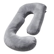 Ergonomic, Supportive J Shape Maternity Pillow for Side Sleeper, Gray