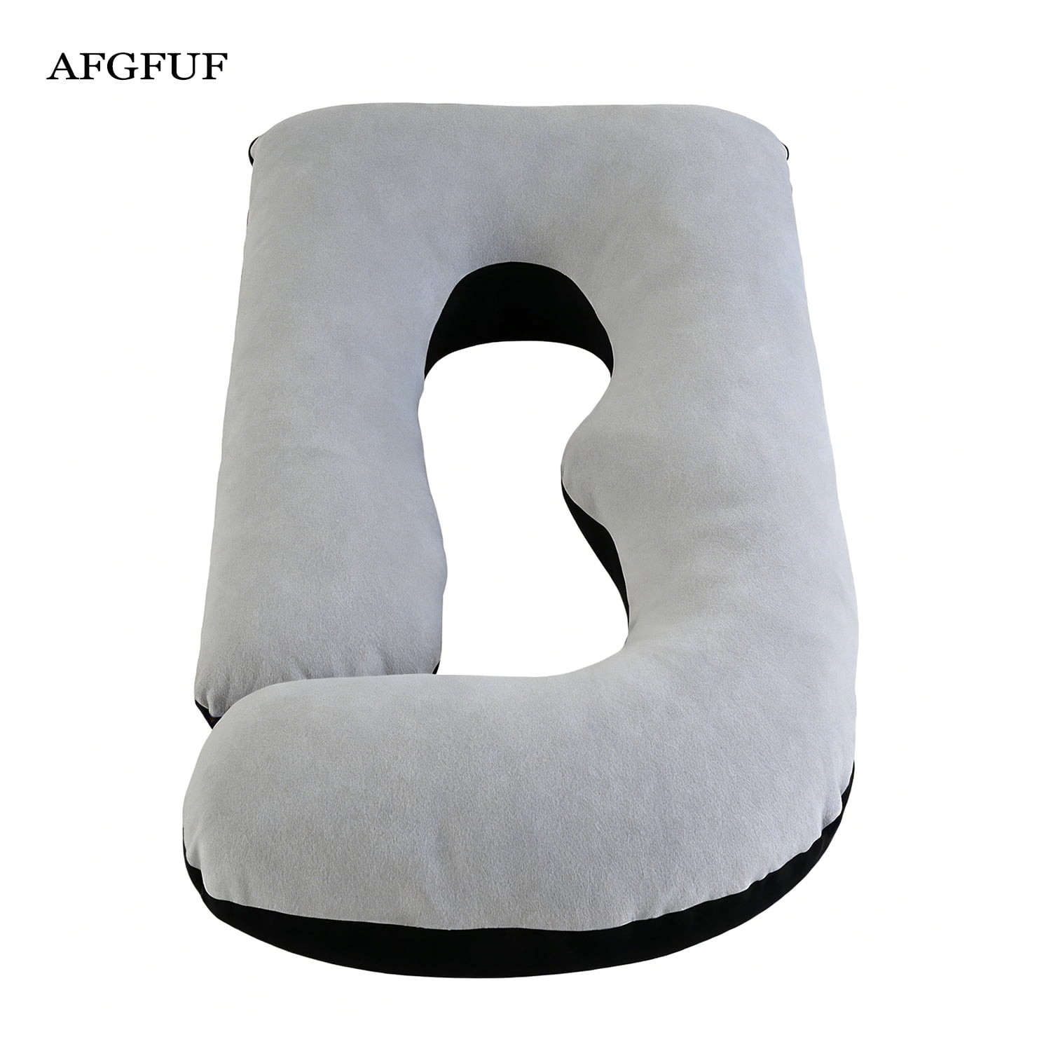 AFGFUF J-Shaped Pregnancy Pillow, 63" x 19.6", Full Body Maternity Pillow for Back, Hip & Belly Relief, Black-Grey