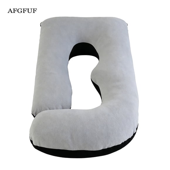 AFGFUF J-Shaped Pregnancy Pillow, 63" x 19.6", Full Body Maternity Pillow for Back, Hip & Belly Relief, Black-Grey