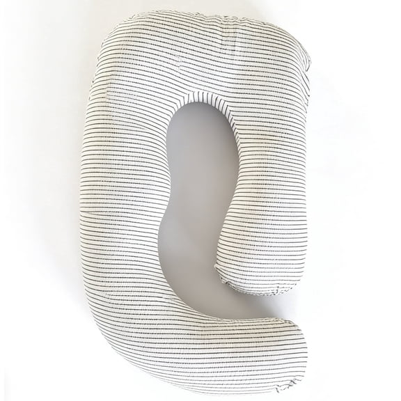 WEFANCY J-Shaped Pregnancy Pillow, 65" x 16" x 8", Full Body Maternity Support for Back, Hip and Belly, Black & White Stripe