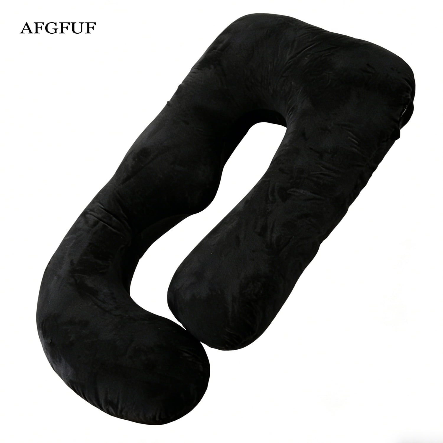 AFGFUF  J-Shaped Pregnancy Pillow, 65" x 16" x 8" Full Body Maternity Support Pillow, Black, with Removable Washable Cover