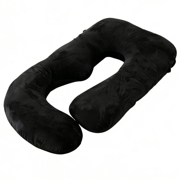J-Shaped Pregnancy Pillow (65" x 16" x 8") - Full Body Maternity Support Pillow for Back, Hip and Belly Relief, Black