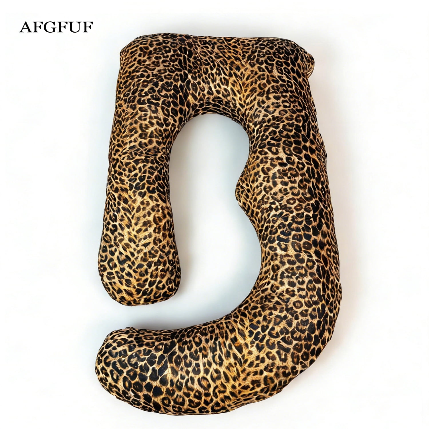 AFGFUF J-Shaped Pregnancy Pillow, 65" x 16" x 8" Full Body Maternity Support Pillow, Leopard Print with Heart Pattern