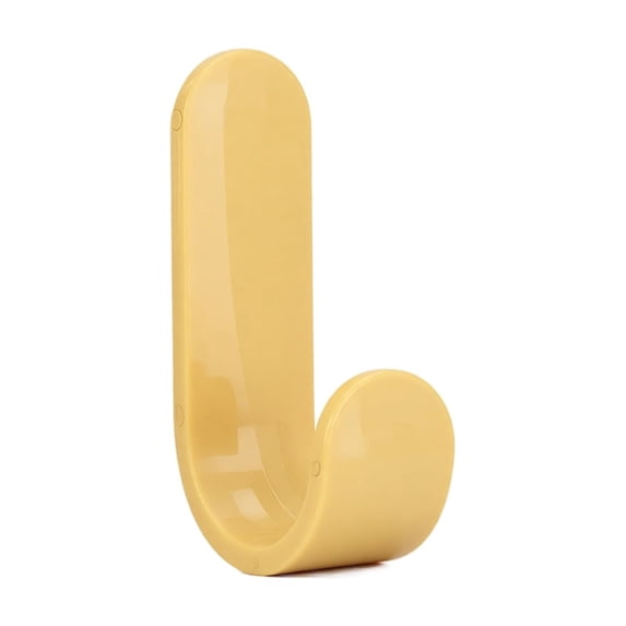 J Shaped Wall Hooks, Creative Adhesive Kitchen Hangers for Utensils and Home Organization Heavy Duty Space Saving Storage Solution for Cabinets and Walls, Yellow