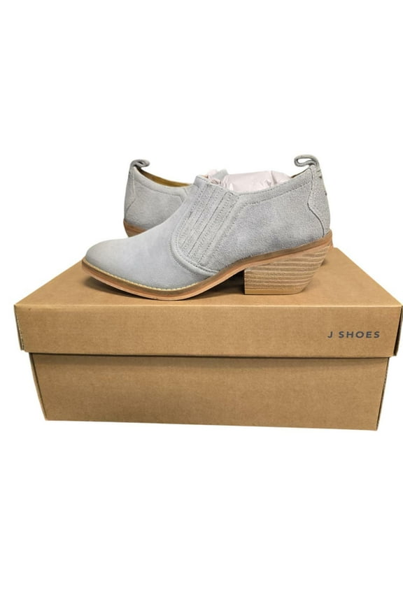 J.Shoes Womens US 6.5 EYRE Grey Suede Pull-on Heeled Ankle Boots T9403