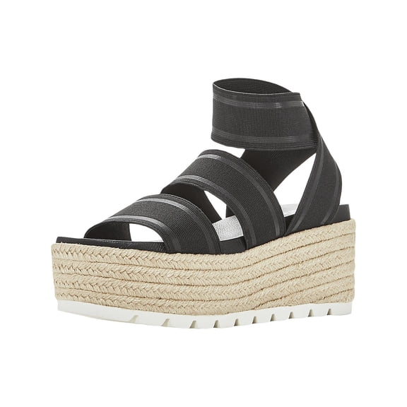 J/Slides Womens Quartz Heel Slip On Platform Sandals Black 10 Medium (B,M)