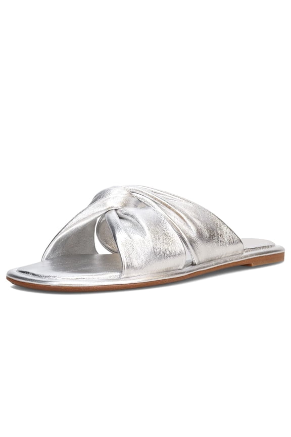 J Slides Yaya Silver Leather Women's Sandal 8.5 M