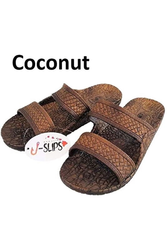 J-Slips Sandals for Women and Men - Comfortable Jesus Jandals for Beach, Summer, and Shower - Waterproof Hawaiian Slides in 12 Colors, Sandalias (Coconut, W11)