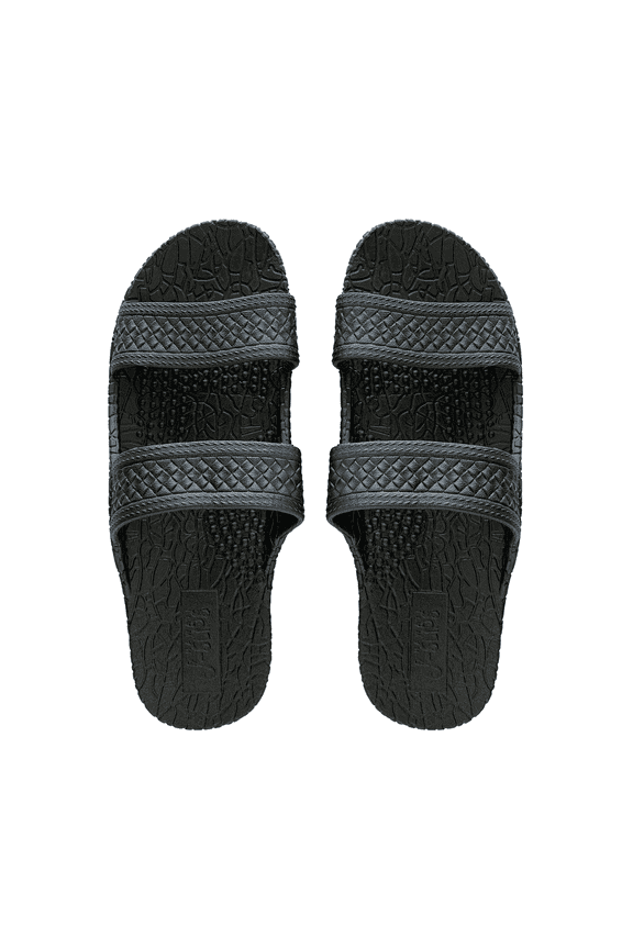 J-Slips Hawaiian Kid Jesus Slide Double Strap Sandals Lava Rock Black Size Big Kid 3/4