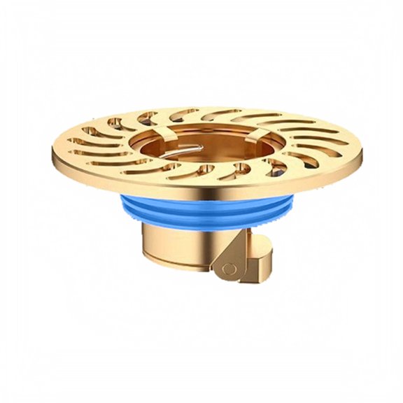 J-Style Brass Floor Drain Core with Large Mesh Filter Bathroom Sewer Backflow Preventer Odor Blocking Strainer Plug for Shower, Gold