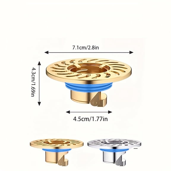 J-Style Brass Floor Drain Core with Large Mesh Filter Bathroom Sewer Backflow Preventer Odor Blocking Strainer Plug for Shower, Silver