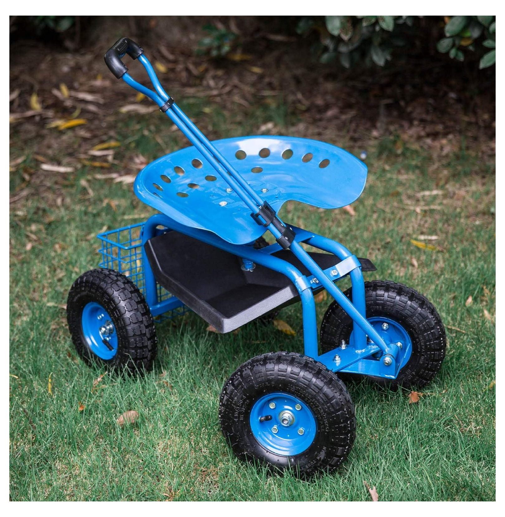 J-Sun-7 Garden Cart with Seat - Rolling Garden Scooter, Steel Garden Stool with Wheels, 360 ...