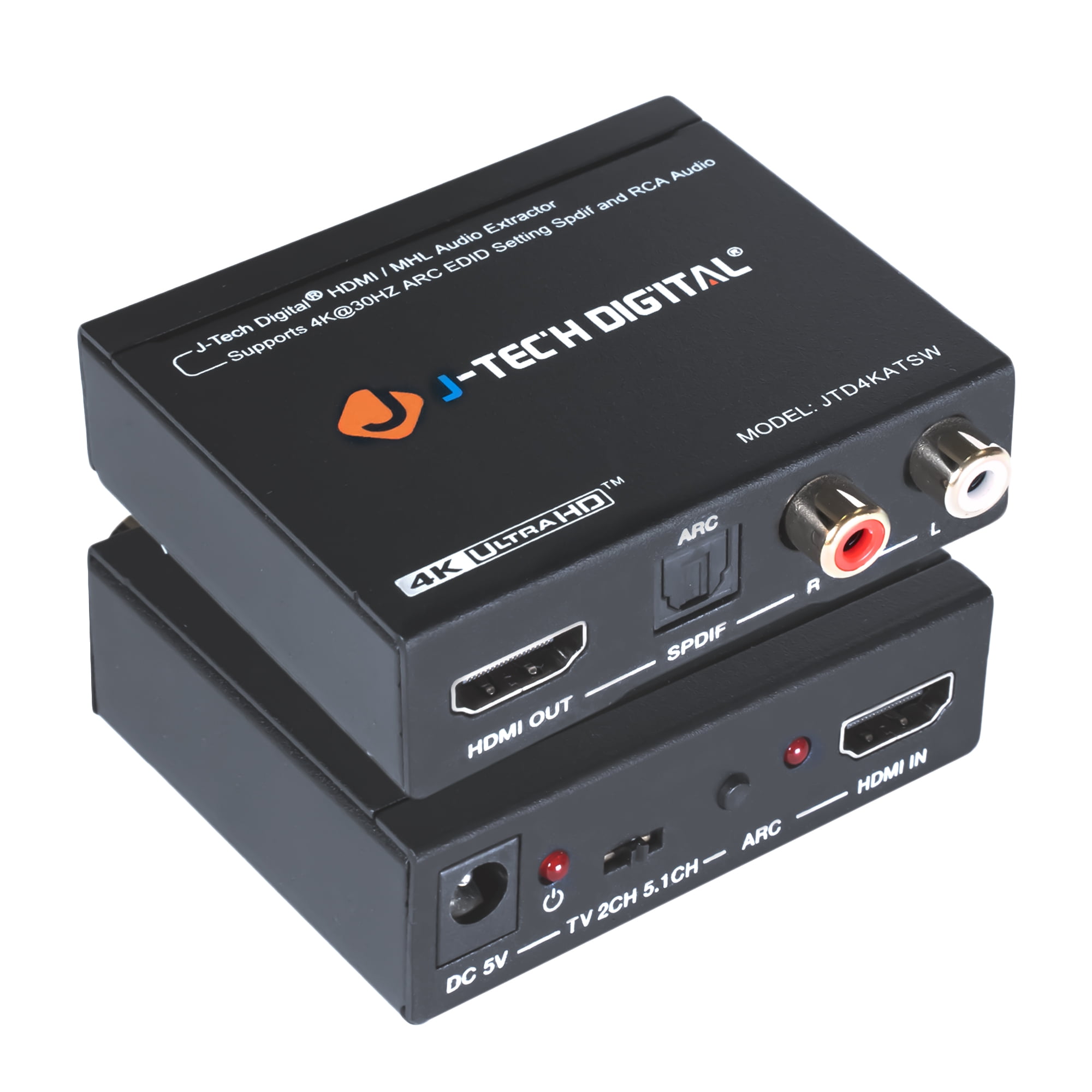 J-Tech Digital 4K HDMI Audio Extractor, RCA Stereo, SPDIF