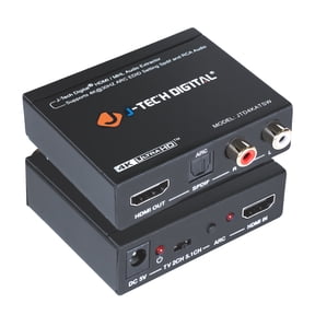 J-Tech Digital 4K HDMI to HDMI and Audio (RCA Stereo or SPDIF) Extractor Converter De-embedder | HDMI ARC to Optical [JTD4KATSW]