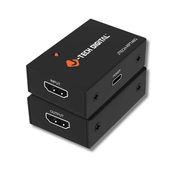 J-Tech Digital 8K HDMI 2.1 Repeater, 48Gbps HDMI Signal Booster Extender, 8K@60Hz (49ft) 4K@60Hz (66ft), HDR10, HDCP, DSC, 7.1 Audio, USB-C Powered for PS5, Xbox, PC, Blu-ray [JTECH-RPT48G]