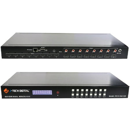 J-Tech Digital 8X8 HDMI Matrix Switcher 4K 60HZ Ultra HD 8 Displays HDMI 2.0 Supports HDCP 2.2 / 1.4, EDID, DTS, Dolby HD