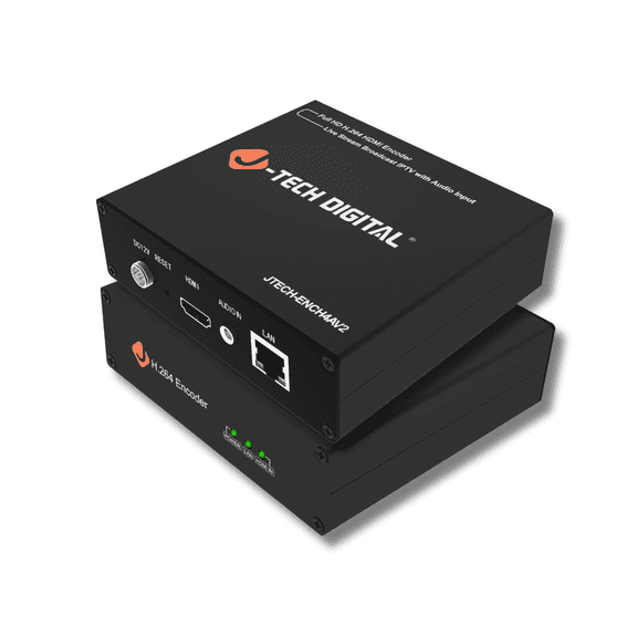 J-Tech Digital HDMI IPTV Encoder, 4K 60Hz Input 1080p 60Hz Output H.264 H.265 Video Encoder with Audio Input, Supports UDP, HTTP, RTSP, RTMP, RTMPS, SRT, HLS, FLV, ONVIF Protocols [JTECH-ENCH4AV2]