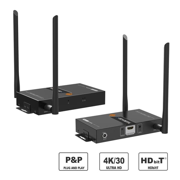 J-Tech Digital HDbitT 1X2 Wireless HDMI Extender/Adapter Dual Antenna Supporting 4K 30Hz HDCP 1.4 with IR Signal Transmission up to 164 Ft (JTECH-WEX-5D4K)