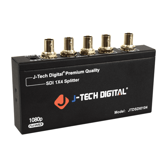 J-Tech Digital SDI Splitter 1x4 Supports SD-SDI, HD-SDI, 3G-SDI up to 1320 Ft (1 Input and 4 outputs)