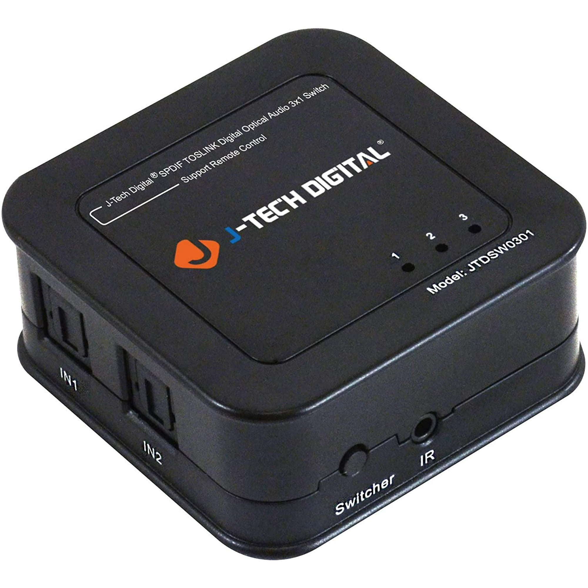 J-Tech Digital SPDIF TOSLINK Digital Optical Audio 3x1 Switch with Remote Control (3 in 1 out)