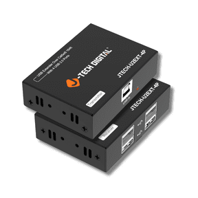 J-Tech Digital USB 2.0 Extender Over Single Cat5e/6 Ethernet 164ft, 4-Port USB 2.0 Hub for Webcam Keyboard Mouse Printer, Plug and Play for Windows MacOS Linux [JTECH-U2EXT-4P]