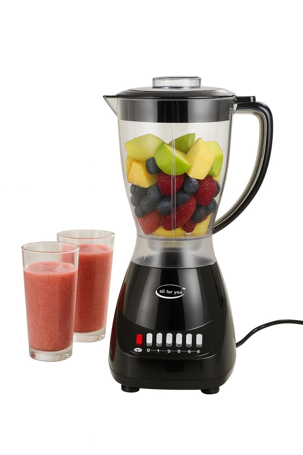 J&V TEXTILES 10 Speed Countertop Blender, Juicer & Smoothie Maker, Slim Flip & Store Design, Dishwasher Safe 51oz Capacity Pitcher & Lid, Stainless Steel Blade, 400 Watt