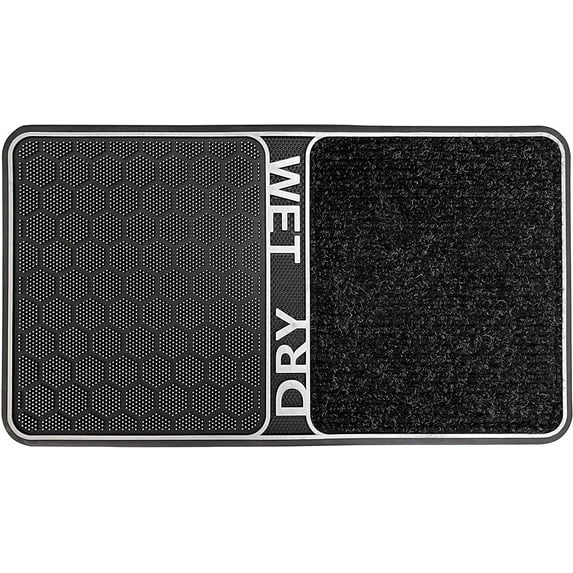 J&V TEXTILES 2 in 1 Wet Dry Shoe Cleaning Floor Mat - 18 x 32 Non Slip Machine Washable - Boot Tray Perfect to Remove Mud Dirt and Yuck from Footwear - Indoor Outdoor Rug Silver