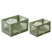 J&V TEXTILES 2 Pack Stackable Crates for Office Storage and Classroom Organization, 16, 24 Quart Sage
