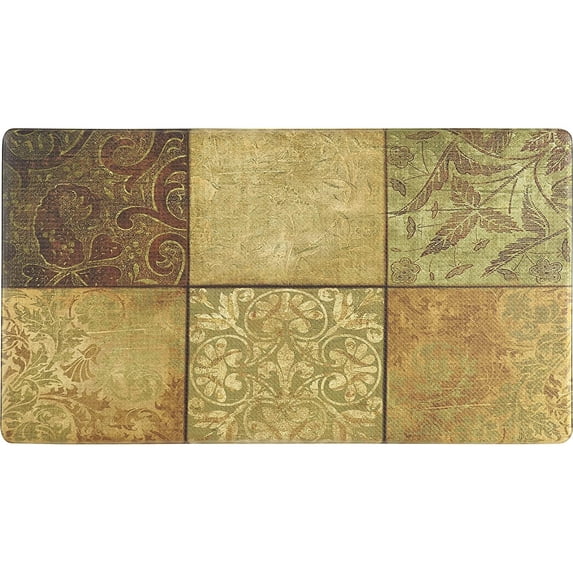 J&V TEXTILES 20" X 36" Anti Fatigue Floor Mat 1/2 Inch Thick Perfect Kitchen Mat, Standing Desk Mat Comfort at Home, Office, Garage Stain Resistant Non-Slip Bottom Green Mosaic