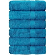 J&V TEXTILES 6 Pack Bath Towel Set 27 x 52 Inches, 500 GSM 100% Ring Spun Cotton Medium Lightweight and Highly Absorbent Quick Drying, Premium Towels for Hotel, Spa and Bathroom Marine