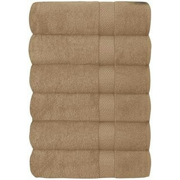J&V TEXTILES 6 Pack Bath Towel Set 27 x 52 Inches, 500 GSM 100% Ring Spun Cotton Medium Lightweight and Highly Absorbent Quick Drying, Premium Towels for Hotel, Spa and Bathroom Taupe