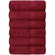 J&V TEXTILES 6 Pack Bath Towel Set 27 x 52 Inches, 500 GSM 100% Ring Spun Cotton Medium Lightweight and Highly Absorbent Quick Drying, Premium Towels for Hotel, Spa and Bathroom Red